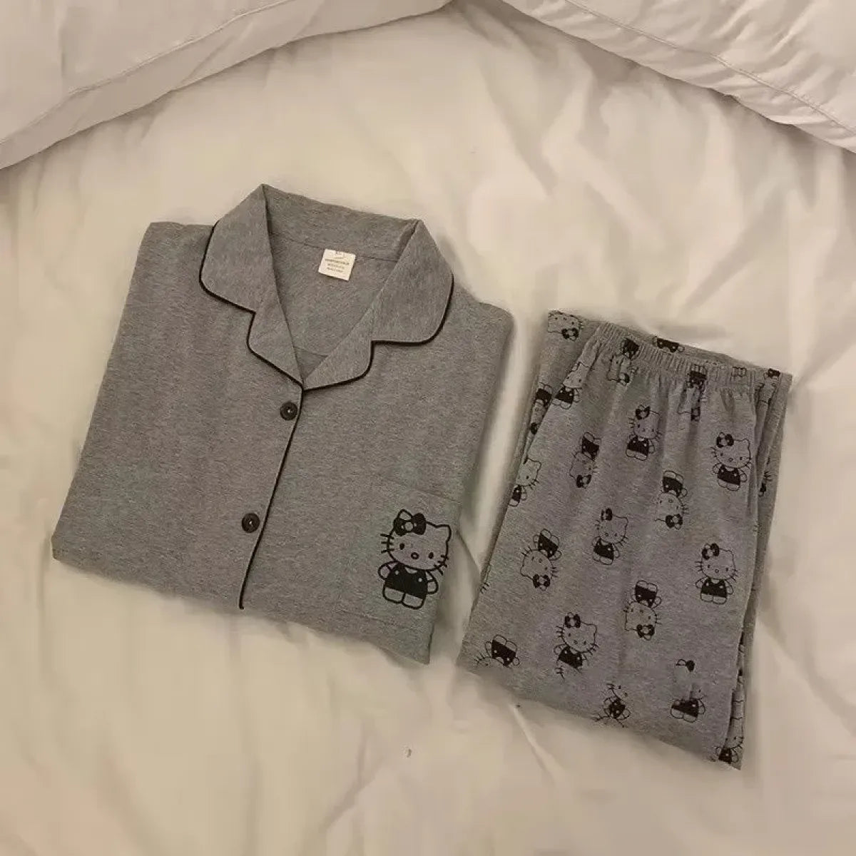 Hello Kitty Cotton Pajama Set with Long Sleeves - Dresses - Clothing Sets - 4