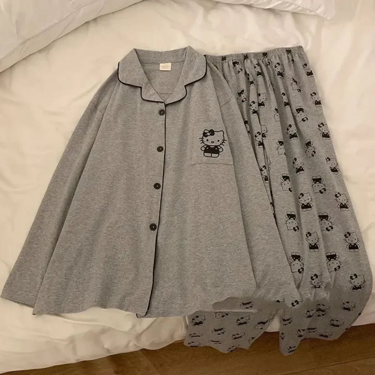 Hello Kitty Cotton Pajama Set with Long Sleeves - Dresses - Clothing Sets - 6