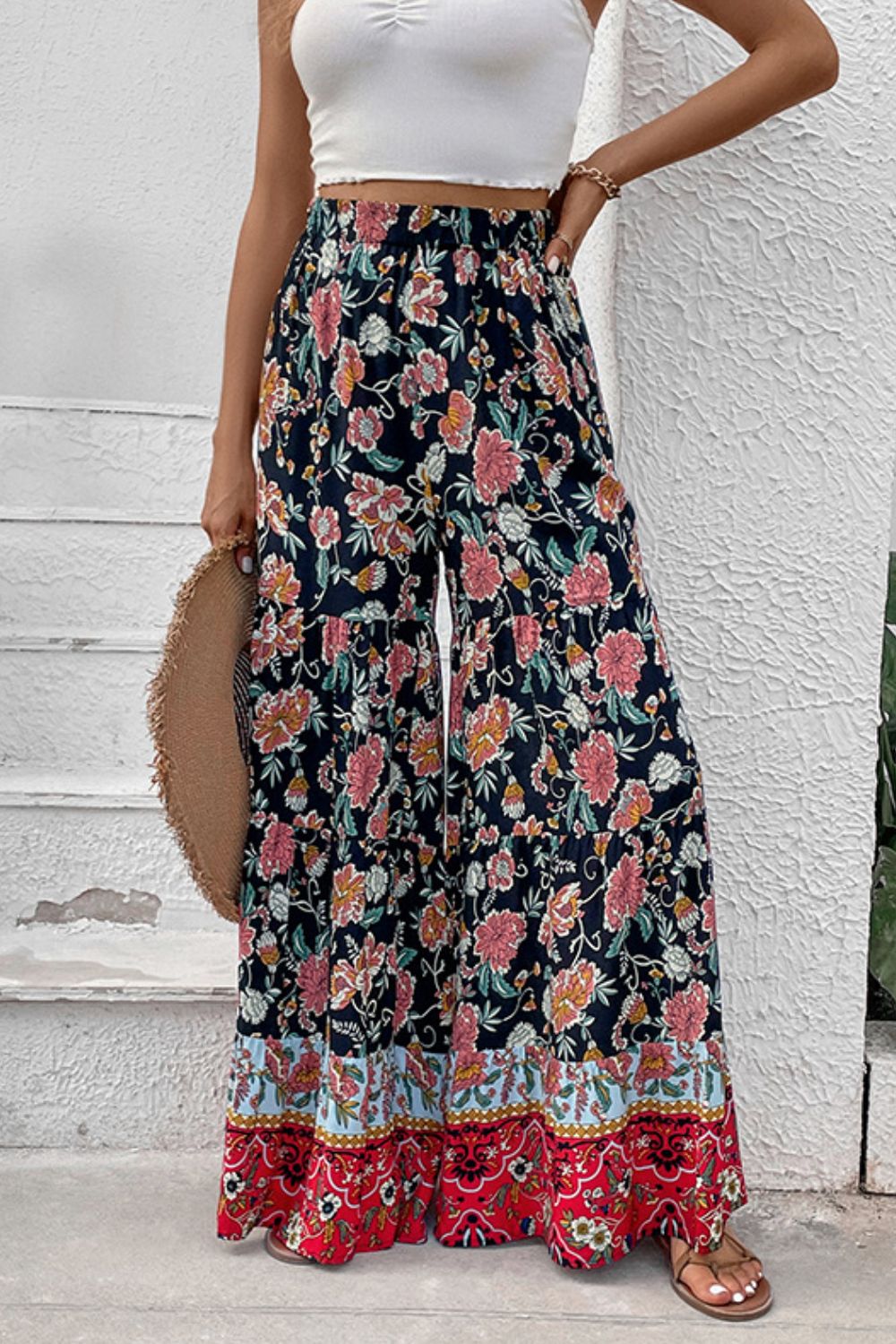 Floral High Waist Palazzo Pants - Bottoms - Pants - 4 - 2024