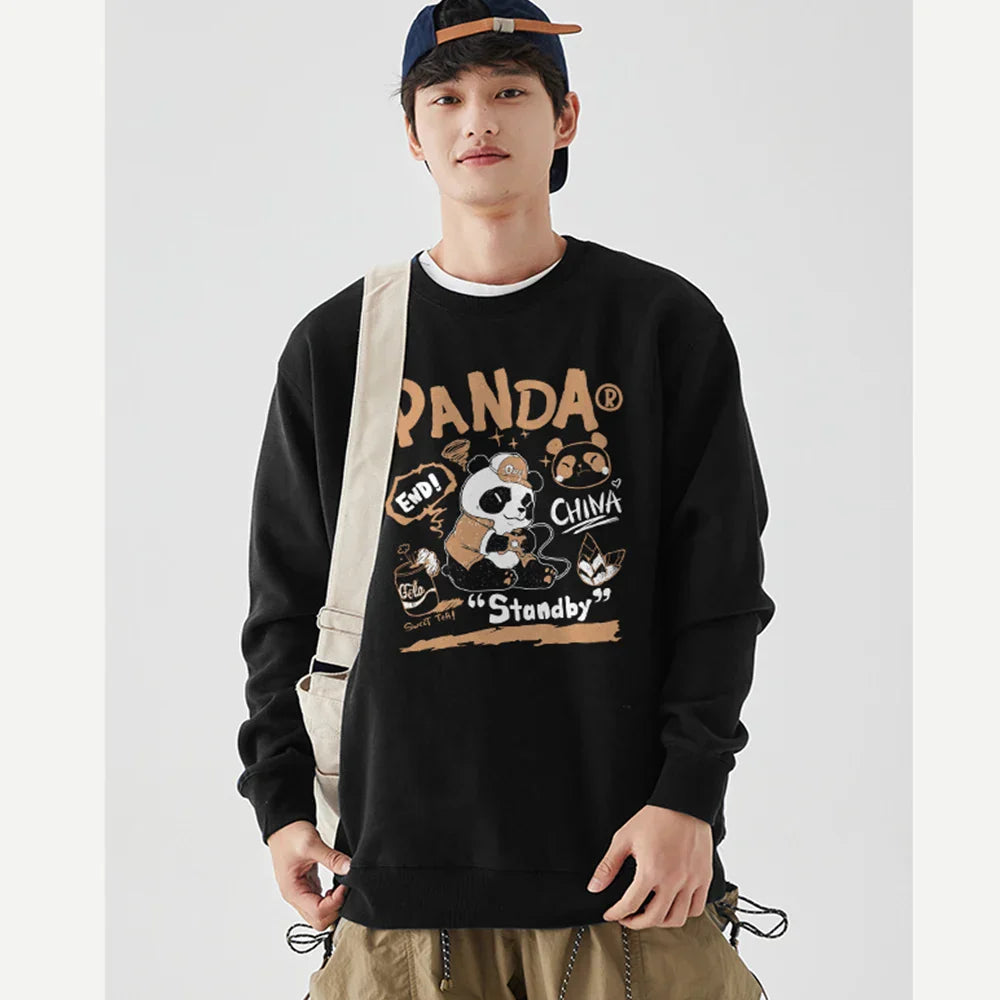 Panda CrewNeck Sweatshirt - Casual Thermal Long Sleeve Pullover - T-Shirts - Shirts & Tops - 6 - 2024