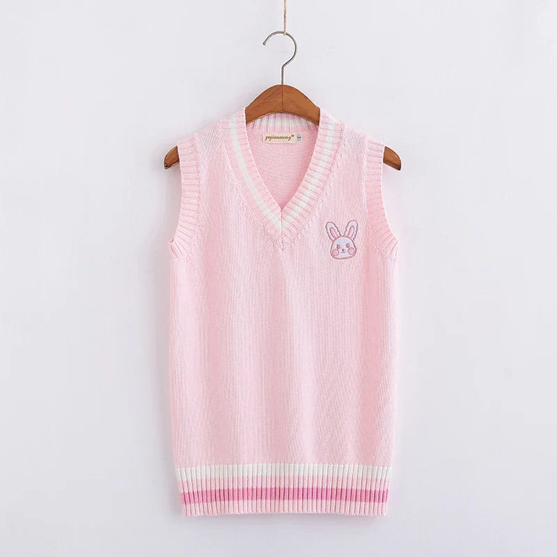 Kawaii Pink Pastel Bunny Vest Sweater - Sweaters - Shirts & Tops - 3 - 2024