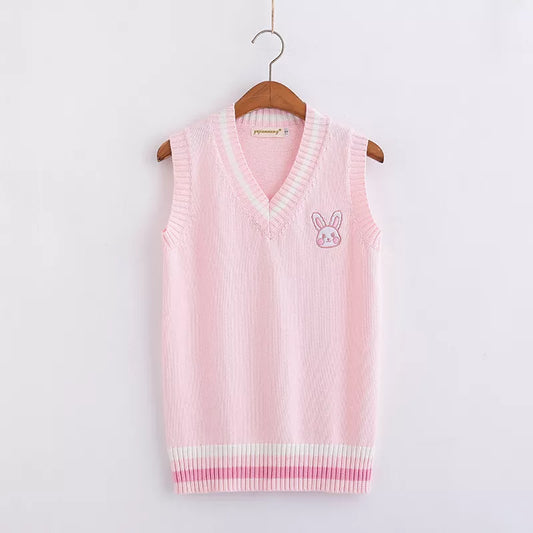 Kawaii Pink Pastel Bunny Vest Sweater - pink / S - Sweaters - Shirts & Tops - 7 - 2024