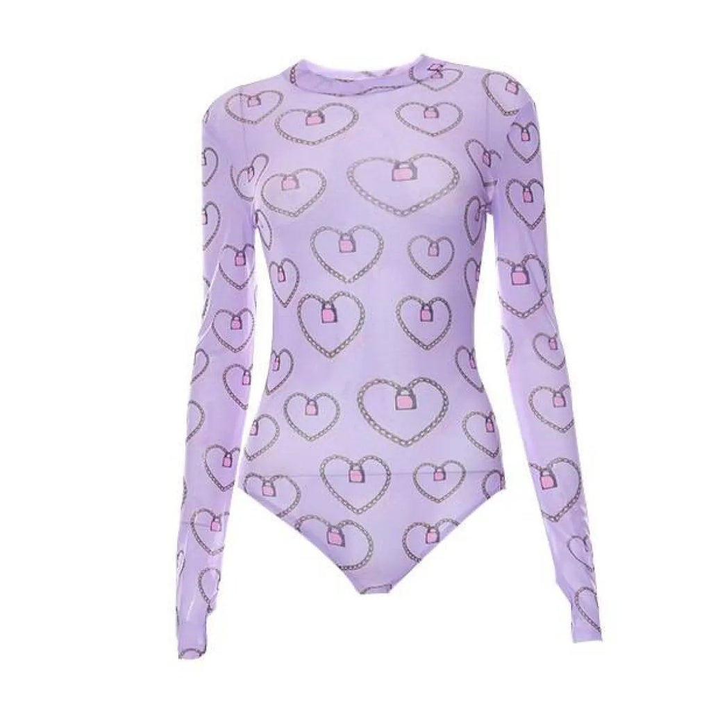 Pastel Gothic Mesh Bodysuit - T-Shirts - 10