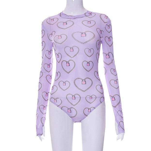 Pastel Gothic Mesh Bodysuit - T-Shirts - Shirts & Tops - 7 - 2024