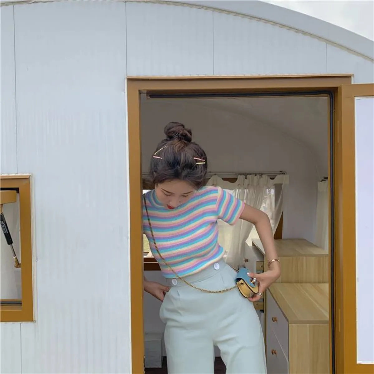 Pastel Striped Crop Top - Women’s Clothing & Accessories - 5