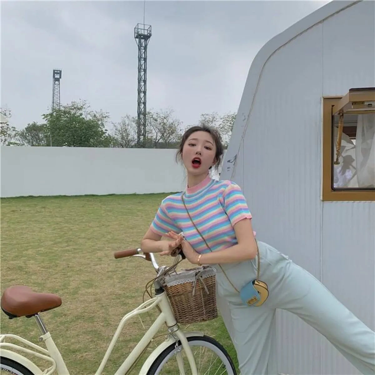 Pastel Striped Crop Top - Women’s Clothing & Accessories - 8