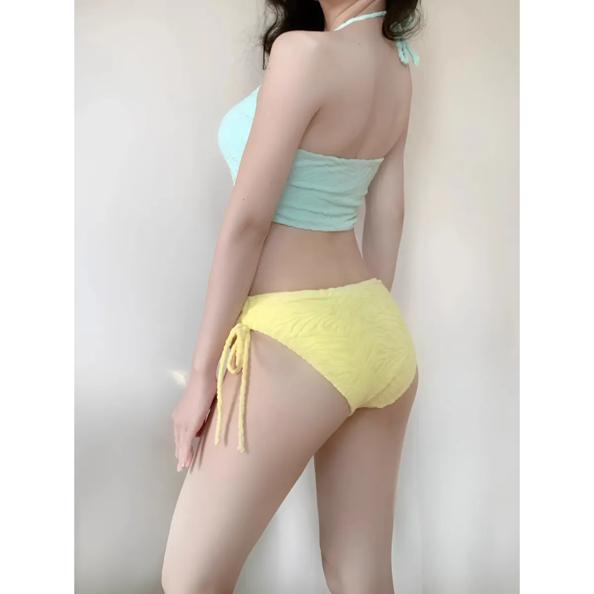 Patchwork Halter Bikini – Korean 3PCS Swimsuit with Skirt - Bottoms - Sleeveless - Swimwear - 3