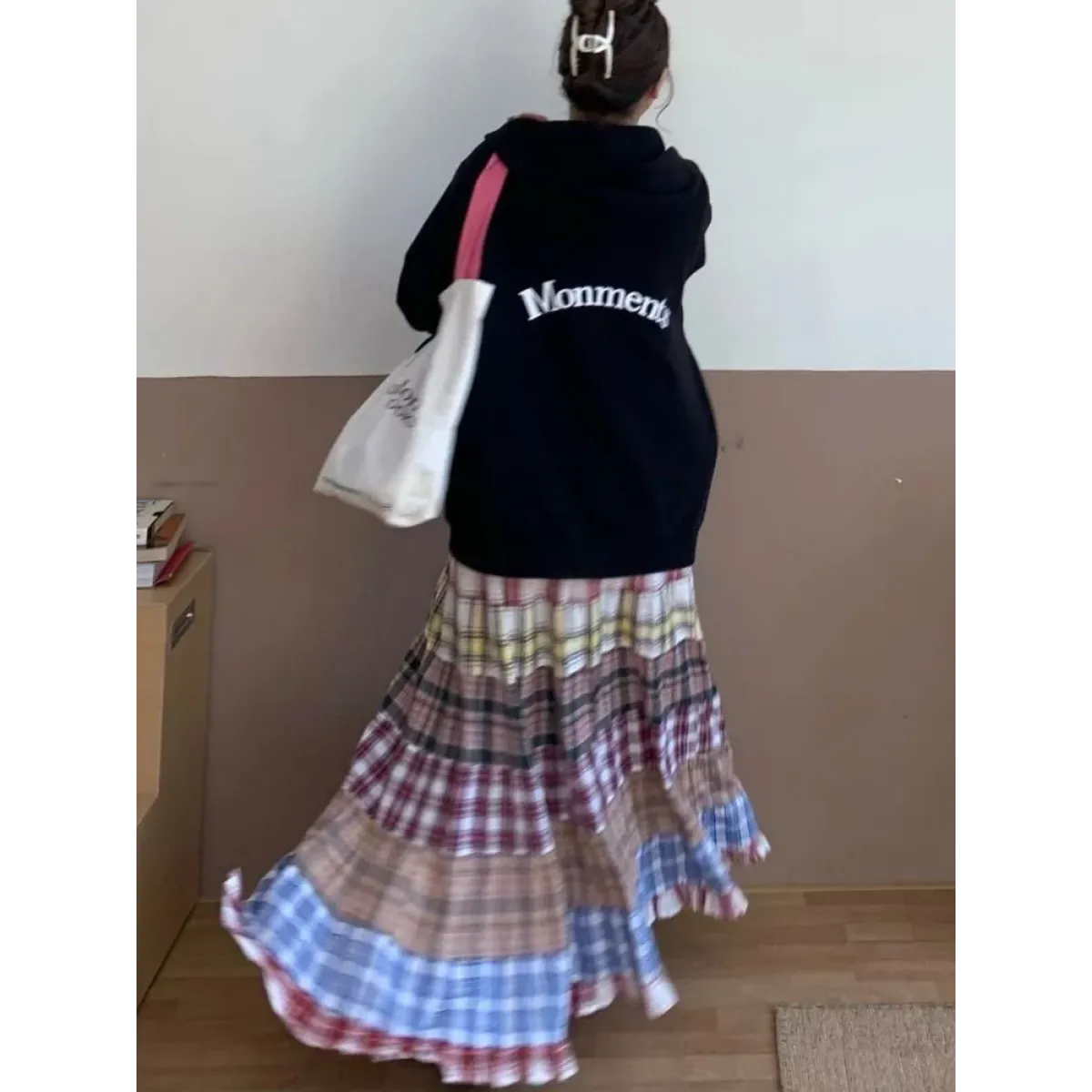 Vintage Y2K Patchwork Plaid Ruffle Skirt - Bottoms - Skirts - 6