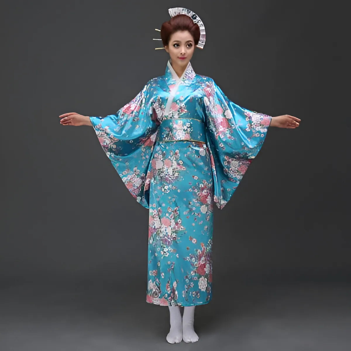 Peacock Printed Floral Women’s Yukata - Women’s Clothing & Accessories - 7