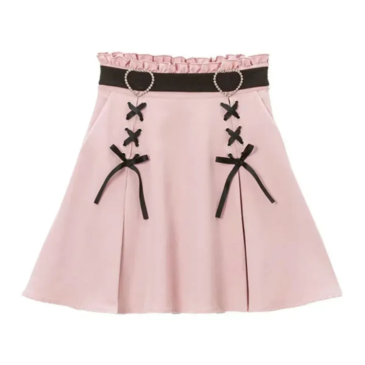 Harajuku Heart Lace-Up High Waist Skirt - Bottoms - Skirt - 2