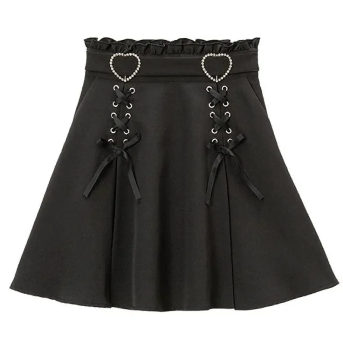 Harajuku Heart Lace-Up High Waist Skirt - Bottoms - Skirt - 1