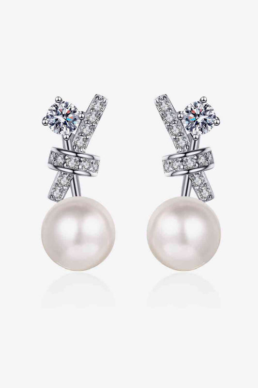 Pearl Moissanite Stud Earrings - Silver / One Size - Women’s Jewelry - Earrings - 1 - 2024