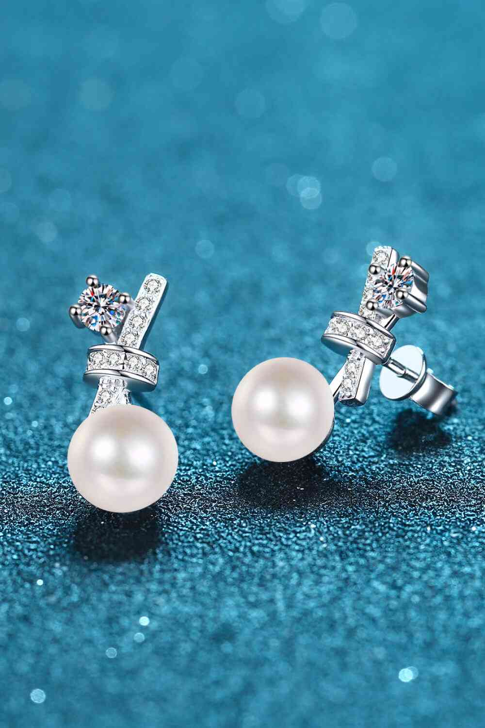 Pearl Moissanite Stud Earrings - Silver / One Size - Women’s Jewelry - Earrings - 4 - 2024