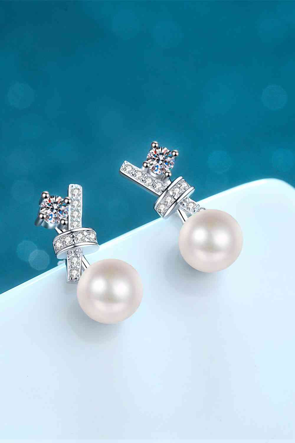 Pearl Moissanite Stud Earrings - Silver / One Size - Women’s Jewelry - Earrings - 5 - 2024