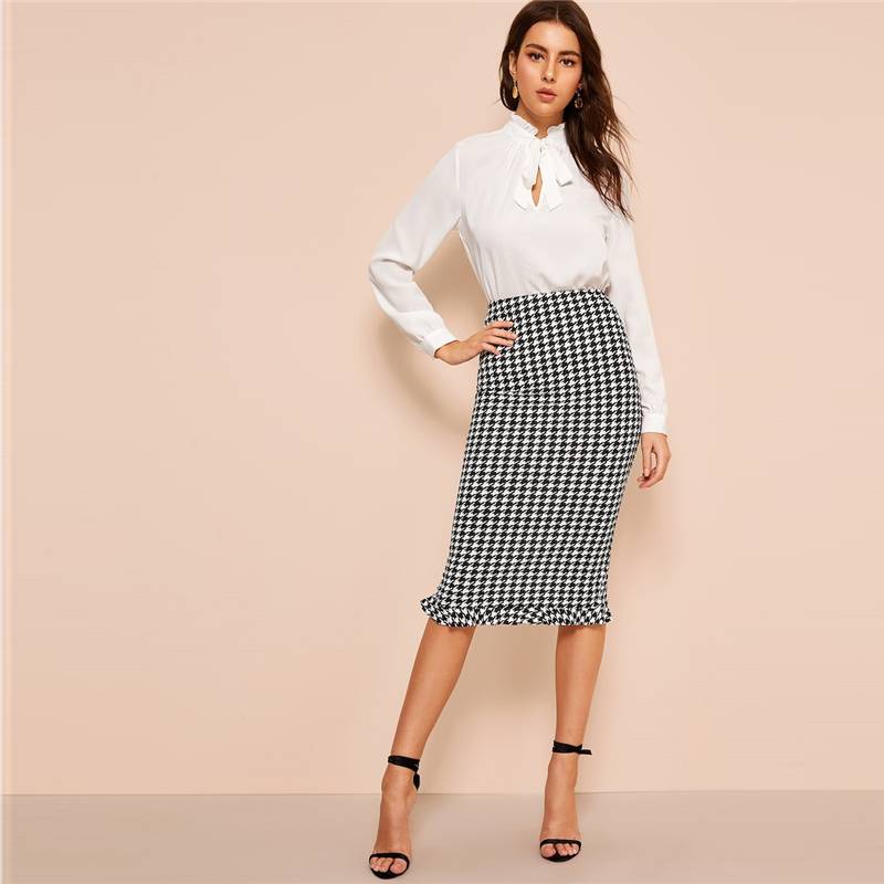 Women’s Pencil Plaided Skirt - Bottoms - Skirts - 3 - 2024