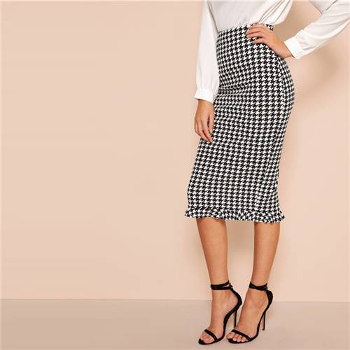 Women’s Pencil Plaided Skirt - Black / L - Bottoms - Skirts - 5 - 2024