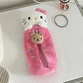 Hello Kitty Plush Pencil Pouch with Bear Zipper Pull - Harajuku Style - Pouch / Makeup Bag - 1