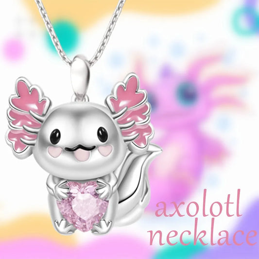 Cartoon Axolotl Necklace - Heart Rhinestone Pendant Jewelry Gift - Women’s Jewelry - Necklaces - 2024 - 2 - Worldwide