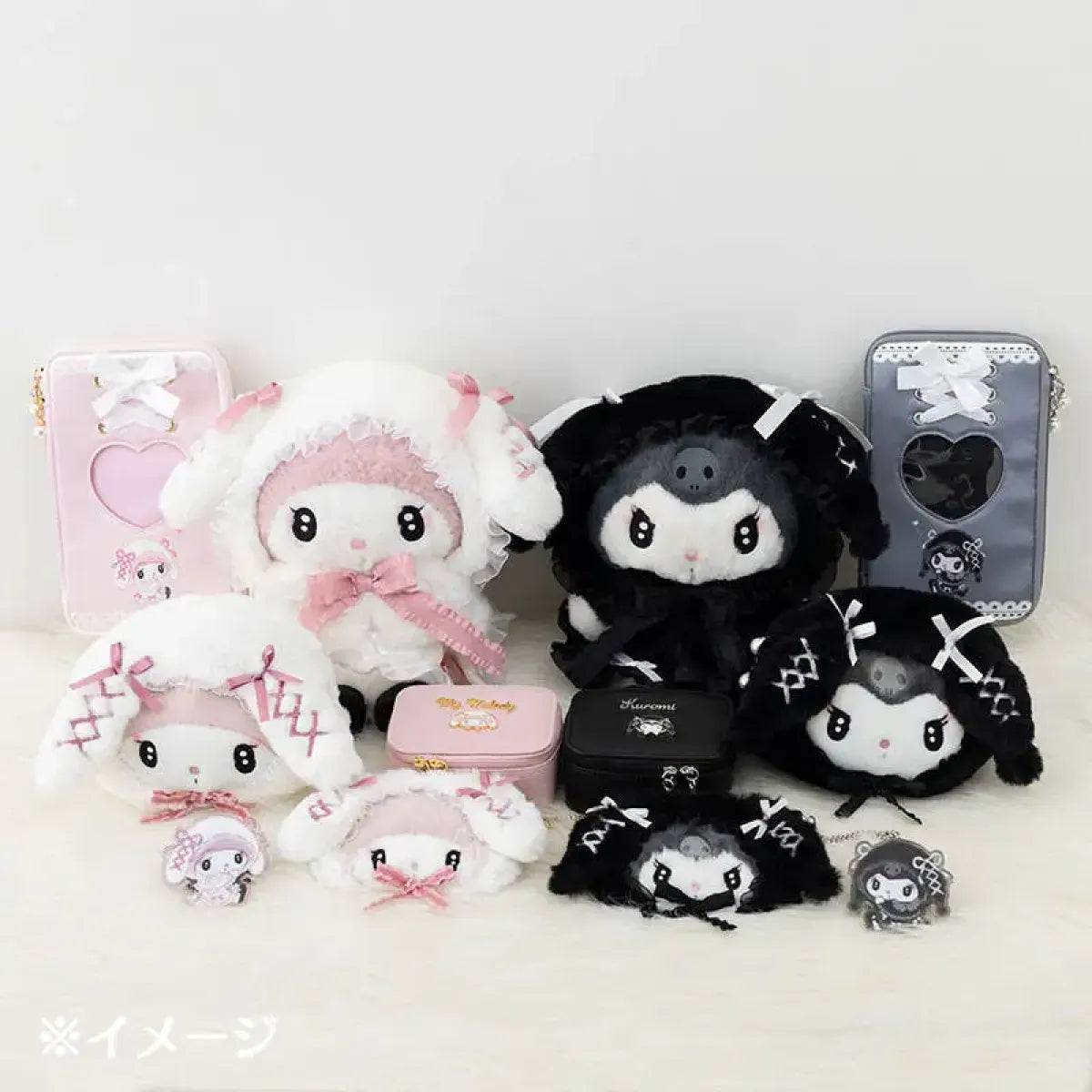 Kuromi Plush ID Card Holder Keychain Set - Harajuku Style - Pouch / Makeup Bag - 4
