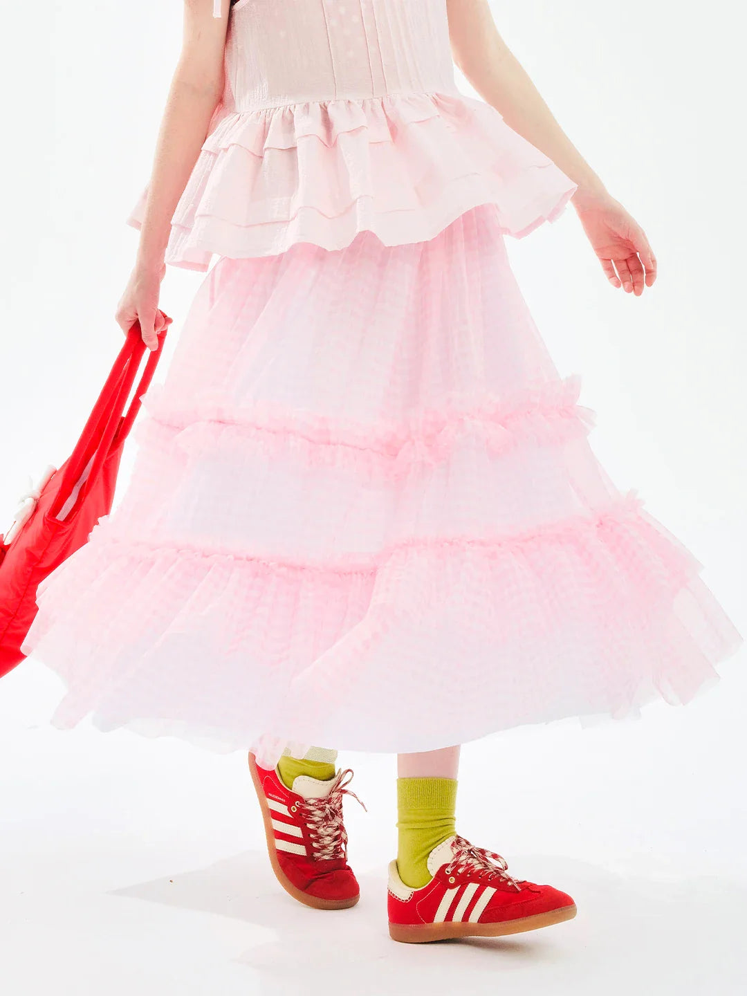 Pink Checkered Tulle Skirt – Sweet Fantasy Half Skirt - Bottoms - Skirts - 2025 - 4 - Worldwide Shipping