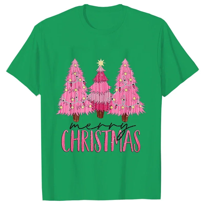 Pink Christmas Tree Graphic T-Shirt - Green / S - T-Shirts - T-Shirts - 5 - 2024