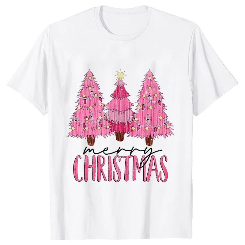 Pink Christmas Tree Graphic T-Shirt - White / S - T-Shirts - T-Shirts - 3 - 2024