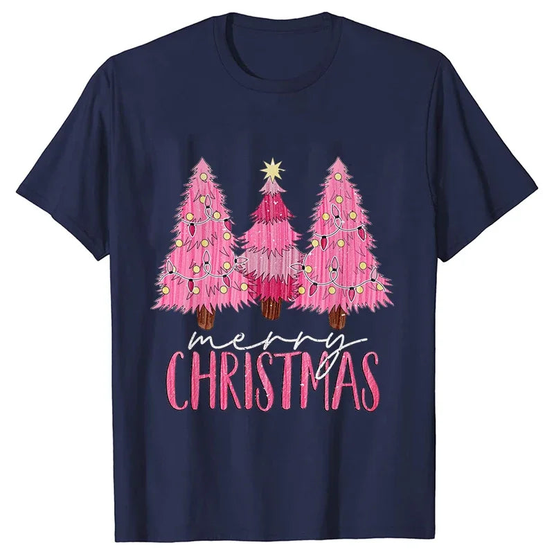 Pink Christmas Tree Graphic T-Shirt - Dark Blue / S - T-Shirts - T-Shirts - 2 - 2024