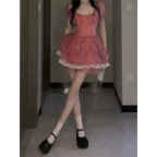 Pink Floral Short Party Dress - All Dresses - 5