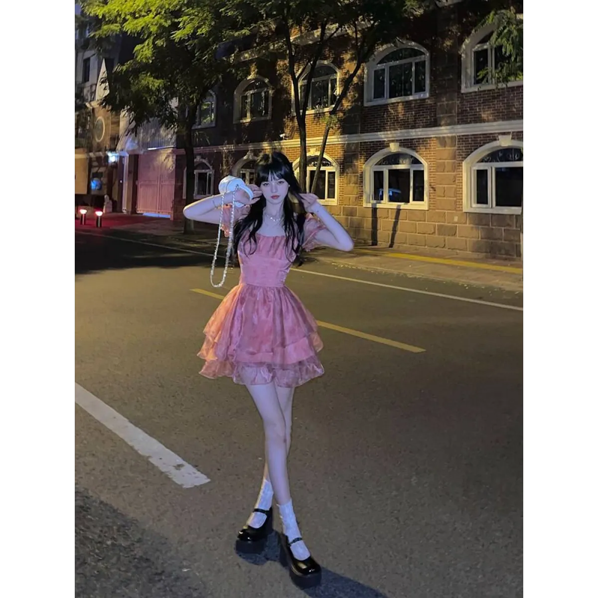 Pink Floral Short Party Dress - All Dresses - 8