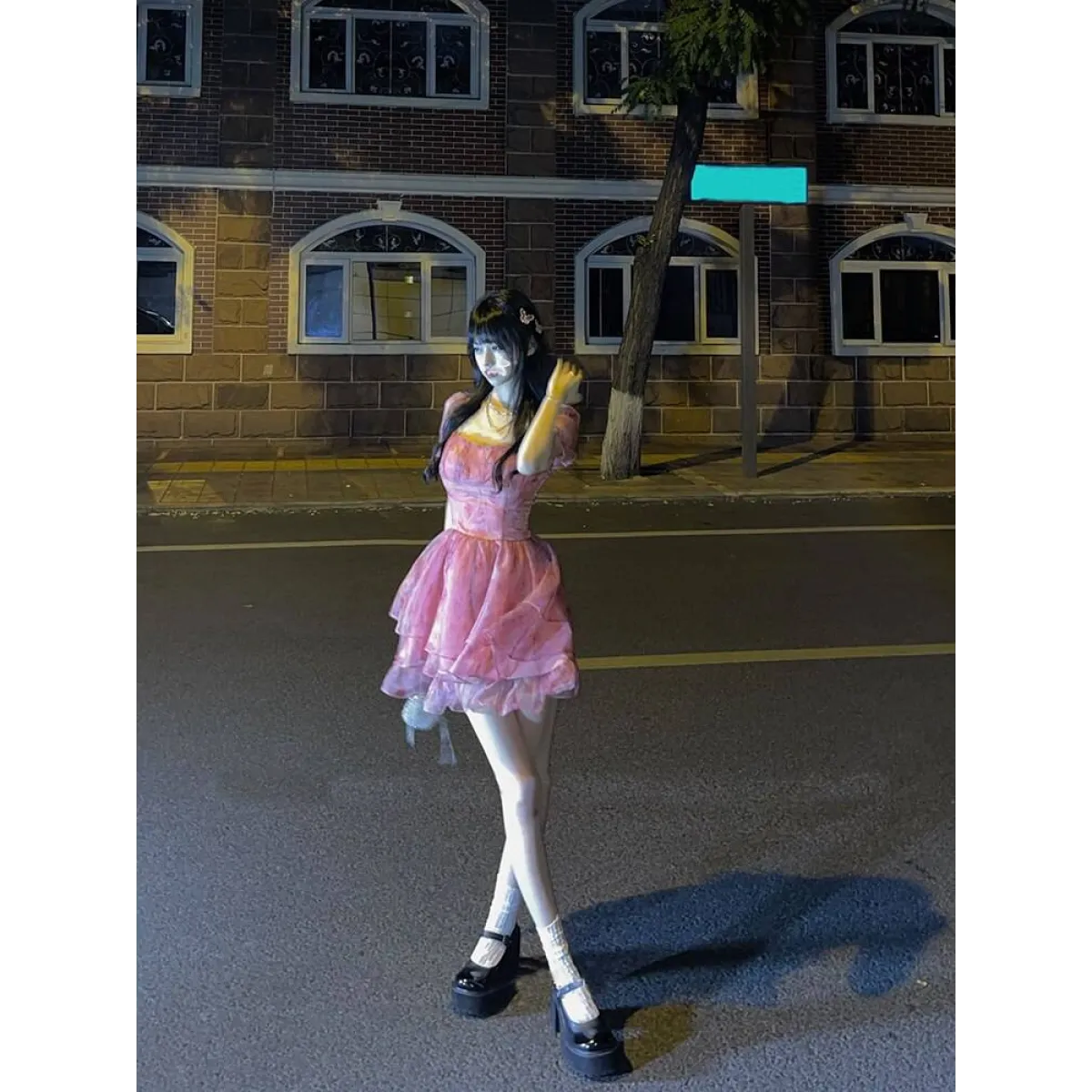 Pink Floral Short Party Dress - All Dresses - 9