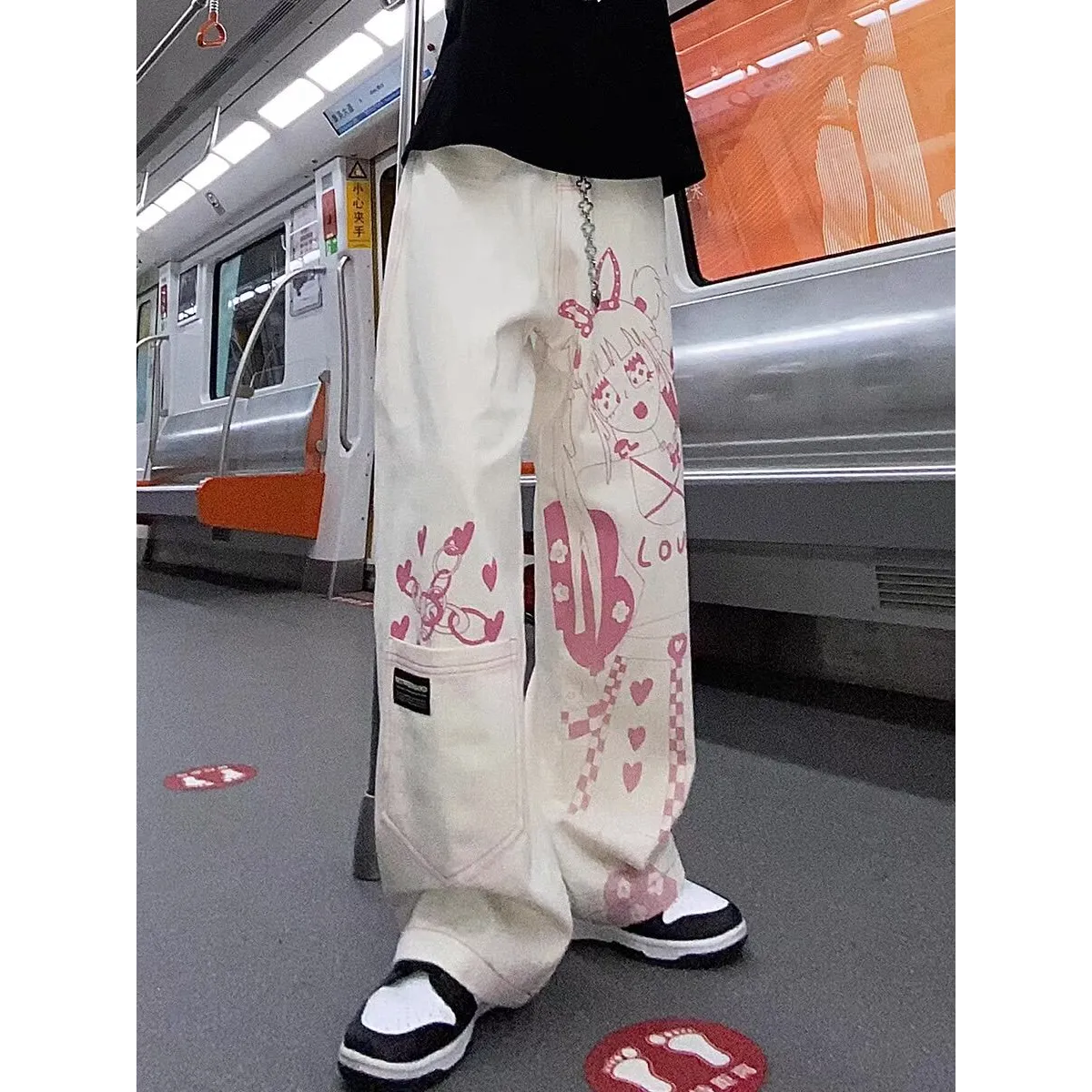 Cute Pink Girl Graffiti Jeans - Bottoms - 2