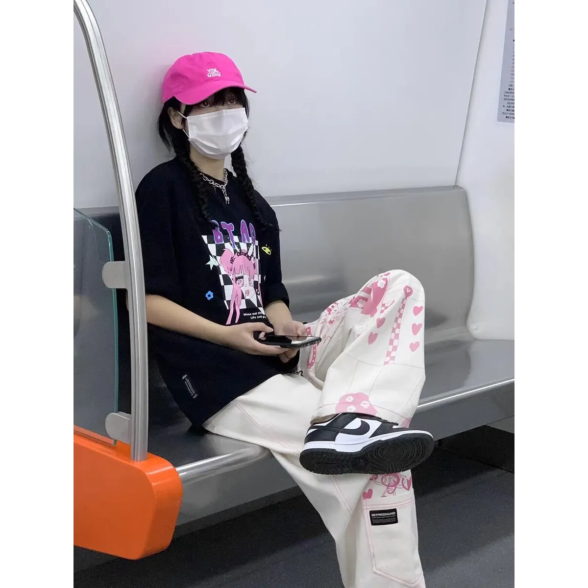 Cute Pink Girl Graffiti Jeans - Bottoms - 4