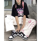 Cute Pink Girl Graffiti Jeans - Bottoms - 5