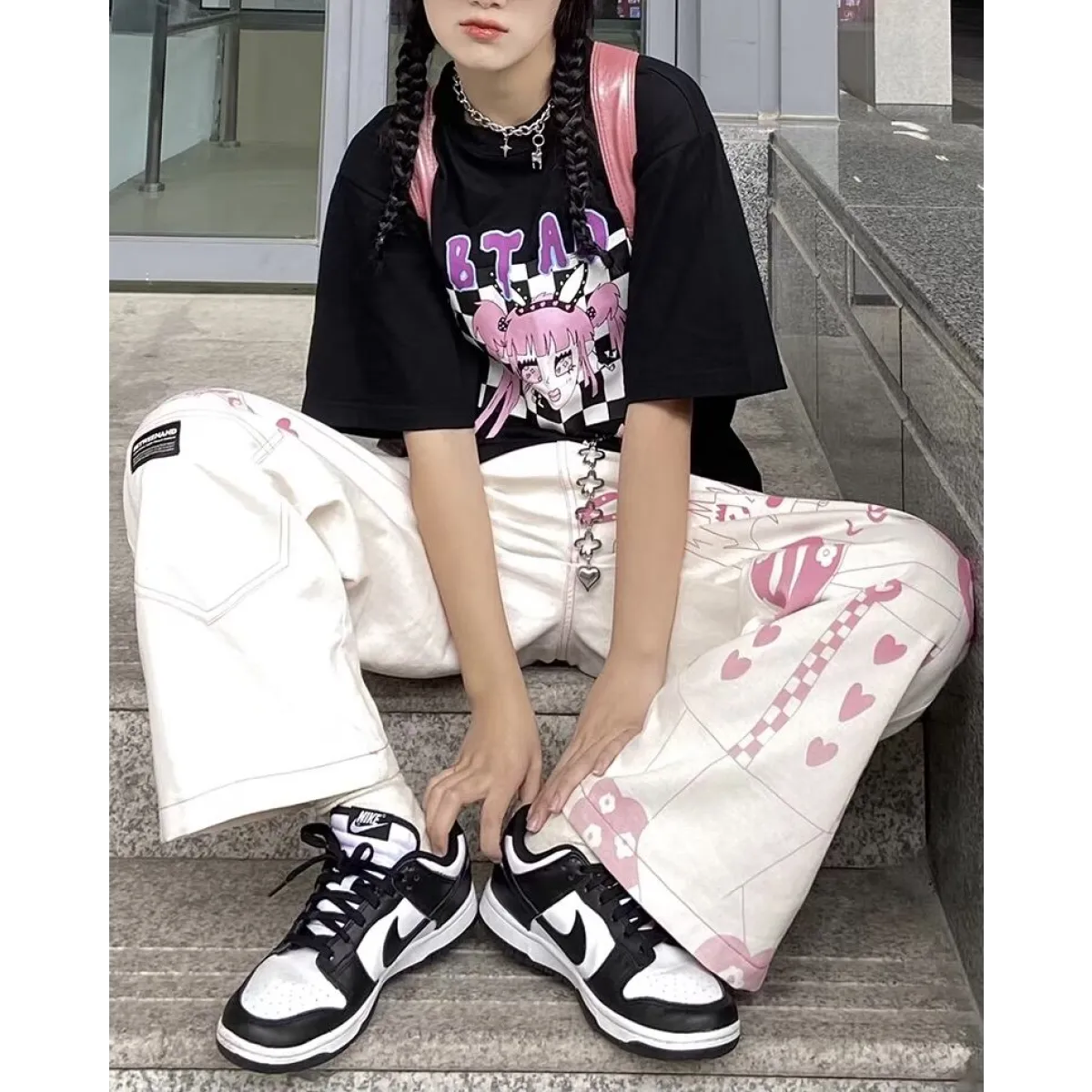 Cute Pink Girl Graffiti Jeans - Bottoms - 5