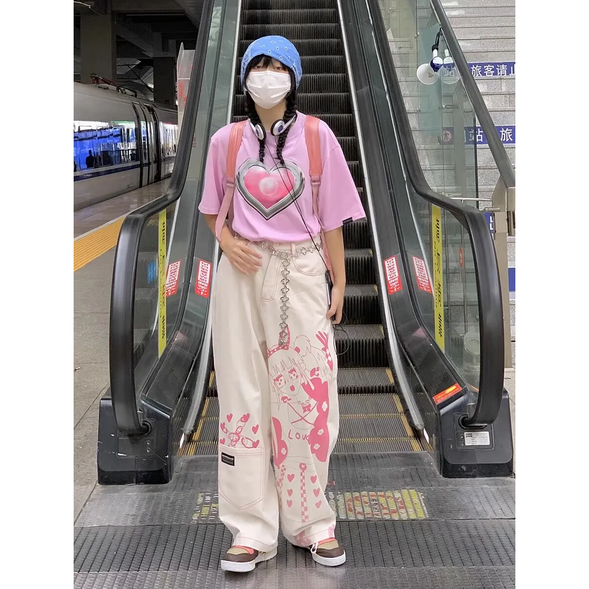 Cute Pink Girl Graffiti Jeans - Bottoms - 6