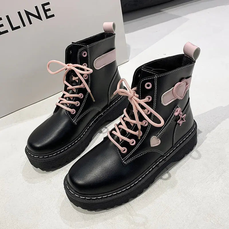 Platform Black & Pink High-Top Boots - Accessories - Shoes - 1 - 2024