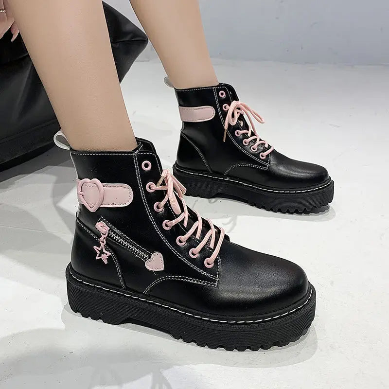 Platform Black & Pink High-Top Boots - Accessories - Shoes - 4 - 2024