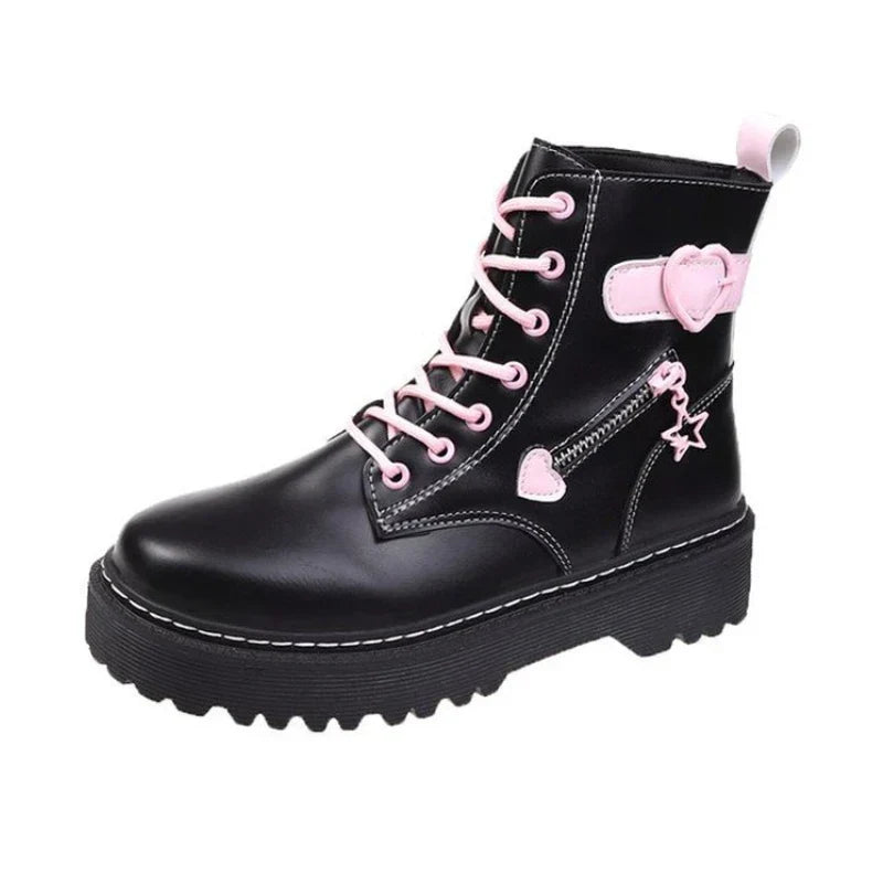 Platform Black & Pink High-Top Boots - Accessories - Shoes - 6 - 2024