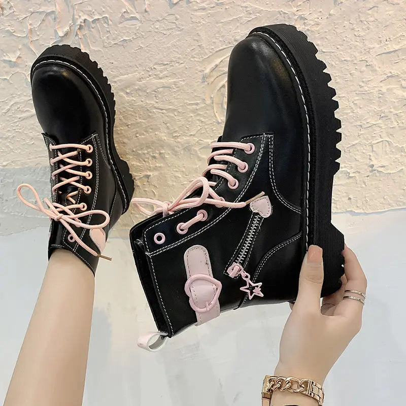 Platform Black & Pink High-Top Boots - Black / 40 - Accessories - Shoes - 7 - 2024