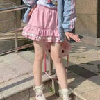 Pink Lace Mini Pleated Skirt - Y2K Aesthetic - Bottoms - 4