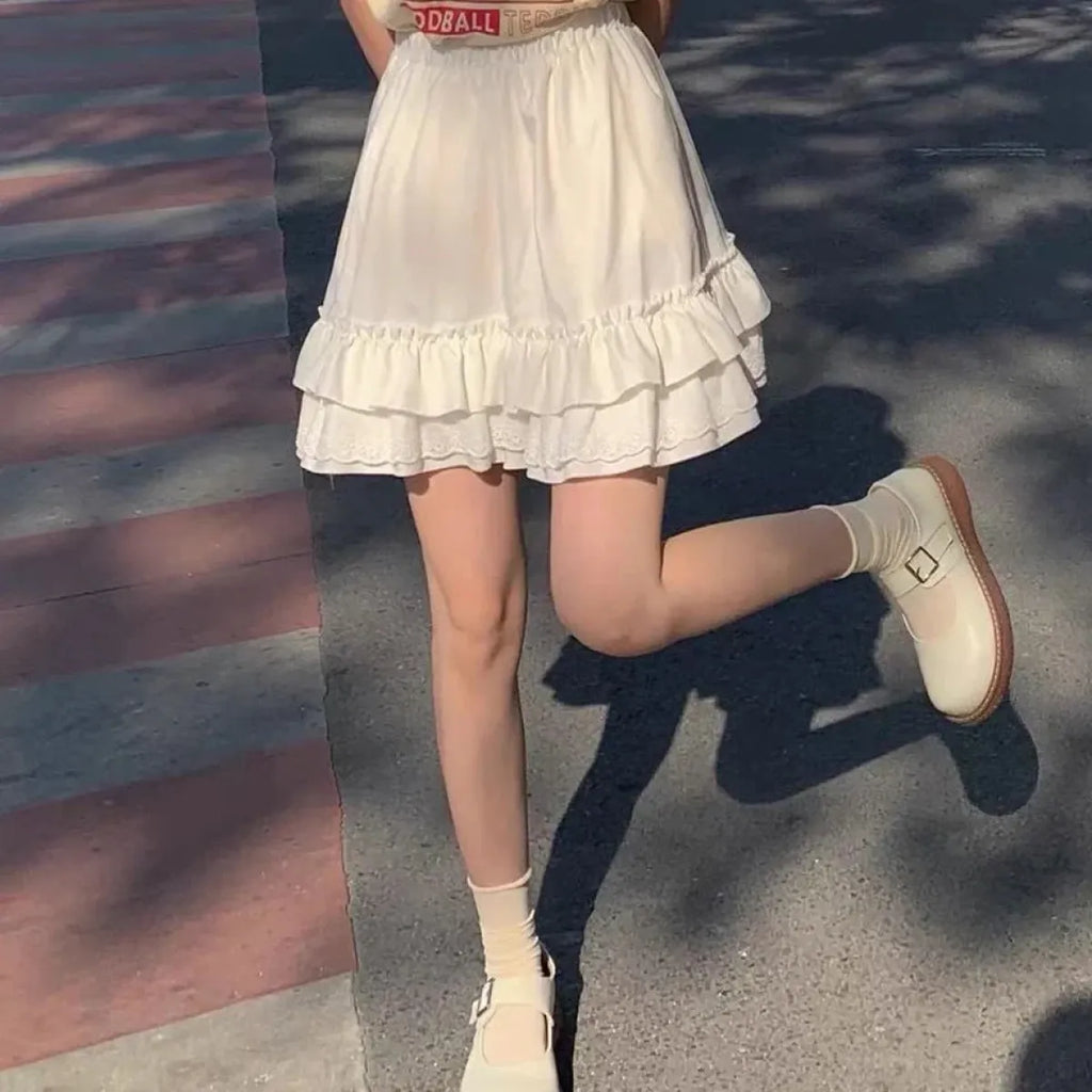 Pink Lace Mini Pleated Skirt - Y2K Aesthetic - Bottoms - 8