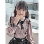 Pink Lace Ruffle Blouse - Kawaii Lolita Bow Top - T-Shirts - Short - Shirt - Blouses - 5