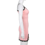 Pink Lace Strapless Dress - E-girl Streetwear - All Dresses - 10