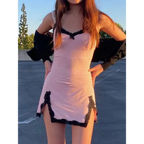 Pink Lace Strapless Dress - E-girl Streetwear - All Dresses - 2