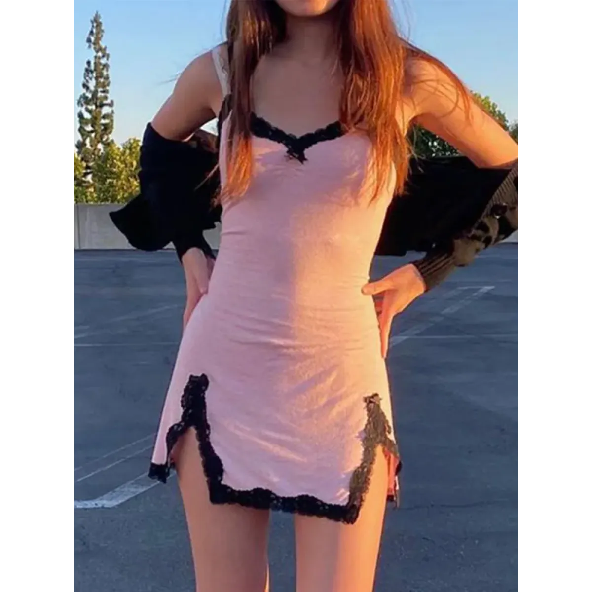 Pink Lace Strapless Dress - E-girl Streetwear - All Dresses - 2