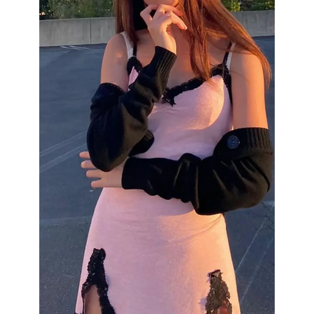 Pink Lace Strapless Dress - E-girl Streetwear - All Dresses - 4