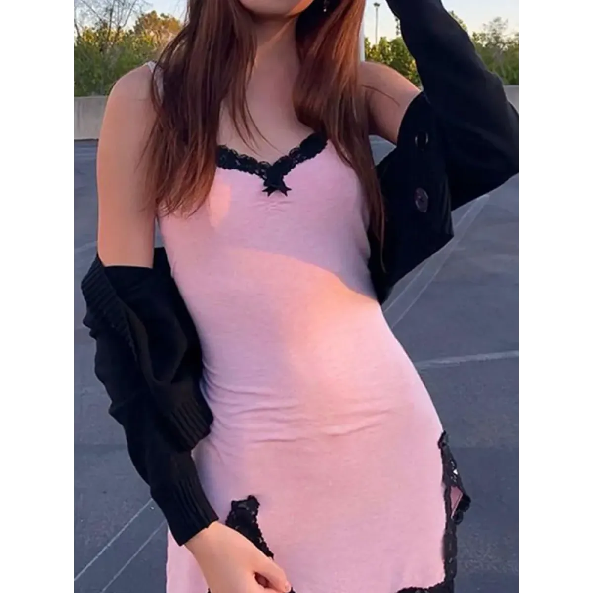 Pink Lace Strapless Dress - E-girl Streetwear - All Dresses - 5