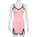 Pink Lace Strapless Dress - E-girl Streetwear - All Dresses - 8