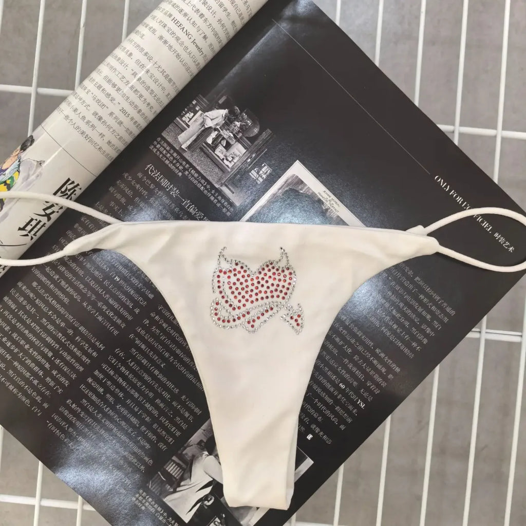 Pink Rhinestone Cat G-String – Kawaii Low Waist Thong Lingerie - Women’s Clothing & Accessories - Panties - 8