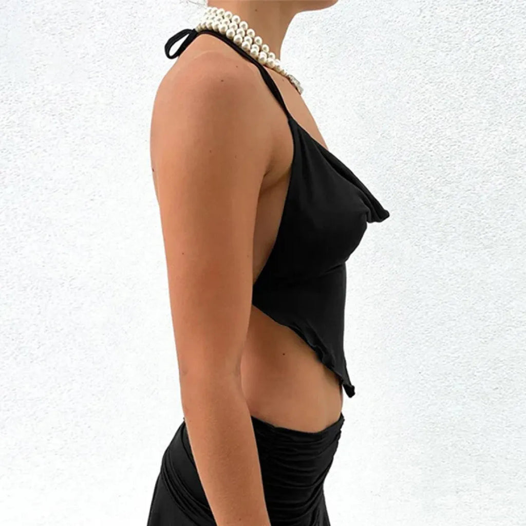 Pink Serenade Asymmetrical Tank – Chic Scalloped Edge Crop Top - Women’s Clothing & Accessories - 5